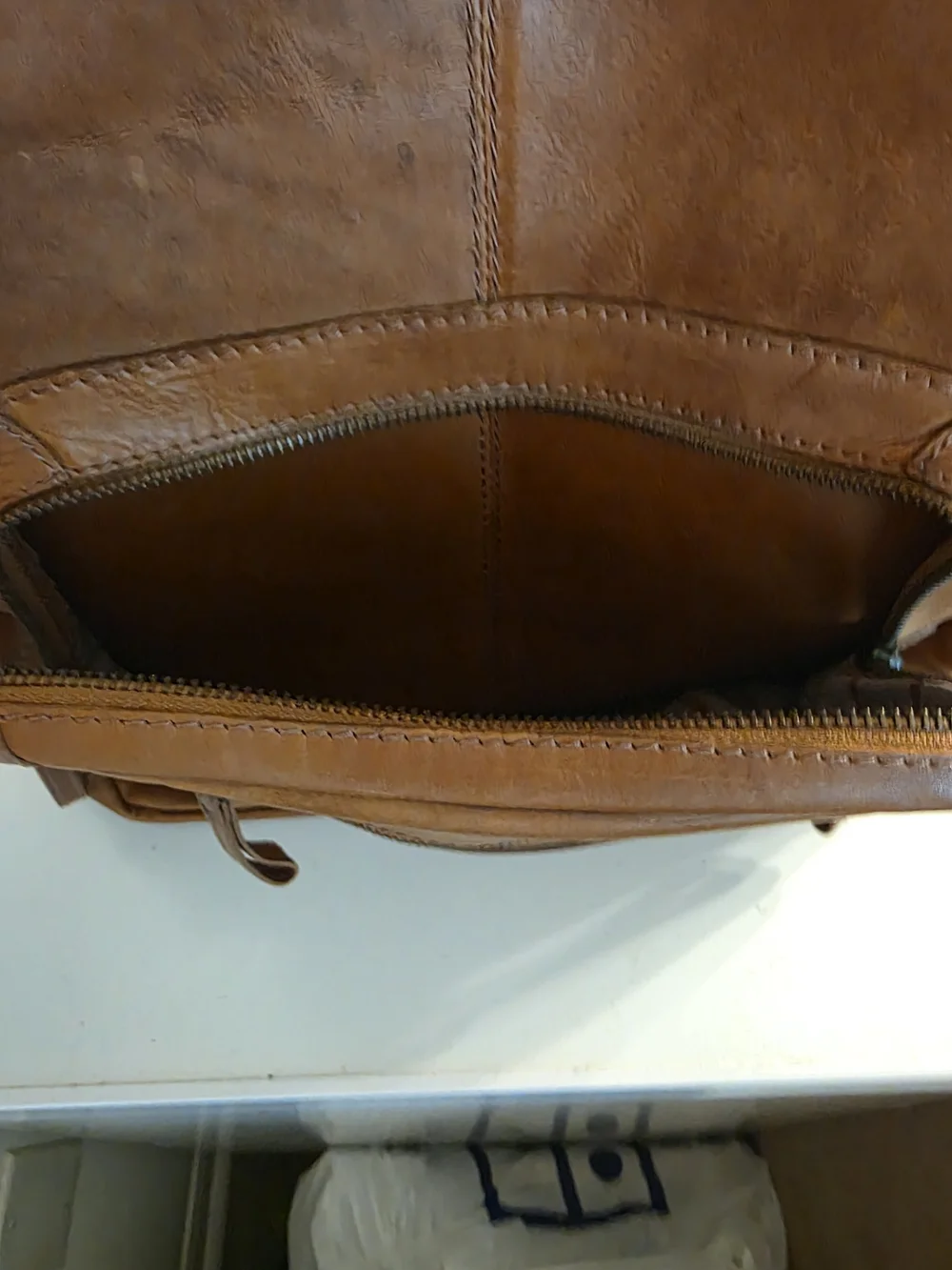 Rawlings Brown Leather Backpack with Front Zip Pocket